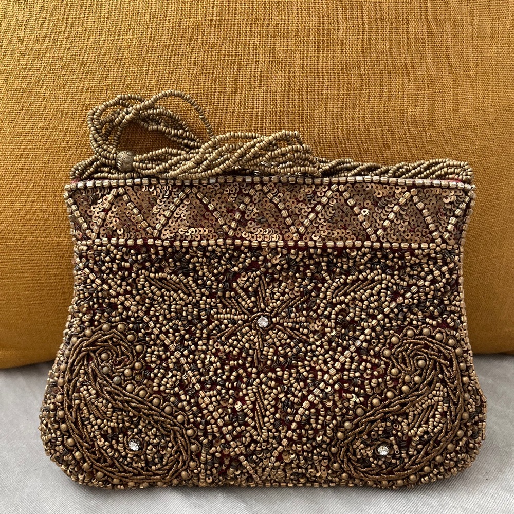 Beaded gold evening purse